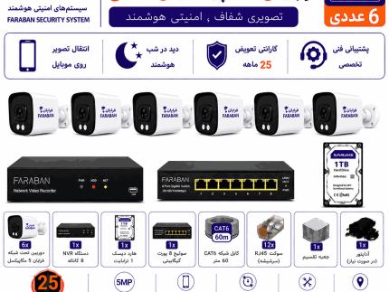 پکیج دوربین مداربسته AHD فرابان 5 مگاپیکسل 6 عددی