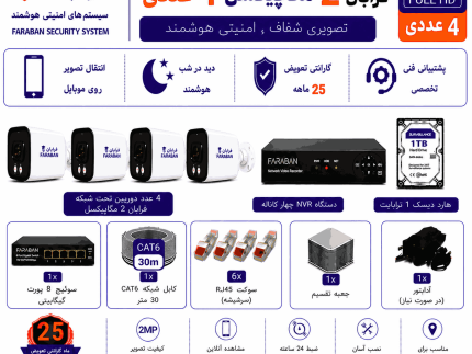 خرید پکیج دوربین مداربسته AHD فرابان 2 مگاپیکسل 4 عددی