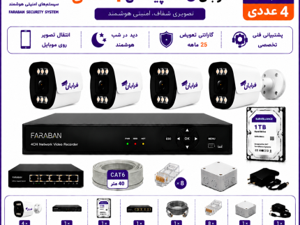 پکیج دوربین مداربسته تحت شبکه فرابان 6 مگاپیکسل 4 عددی