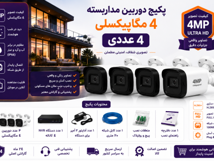 پکیج دوربین مداربسته تحت شبکه فرابان 4 مگاپیکسلی 4عددی